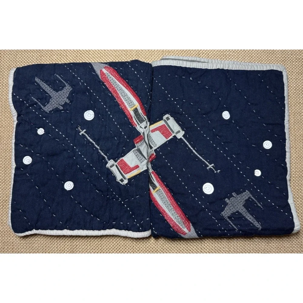 Pottery Barn Star Wars Tie Fighter Sham SET Standard Quilted Blue